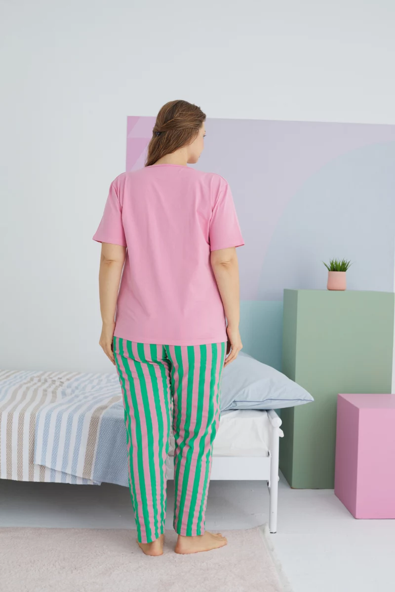 Γυναικεία Καλοκαιρινή Πιτζάμα Plus Size Sexen HAPPY Βαμβακερή