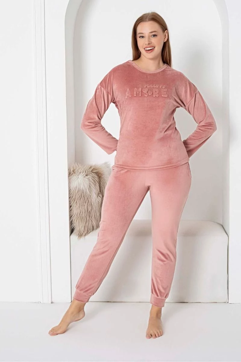 Γυναικεία Πιτζάμα Velvet "Pijamangel" NUOVO AMORE POUDRA