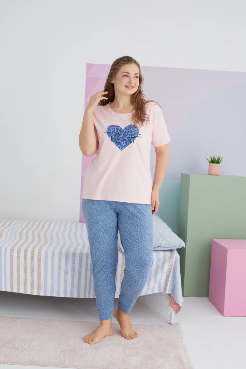Γυναικεία Καλοκαιρινή Πιτζάμα Plus Size Sexen ANIMAL HEART 