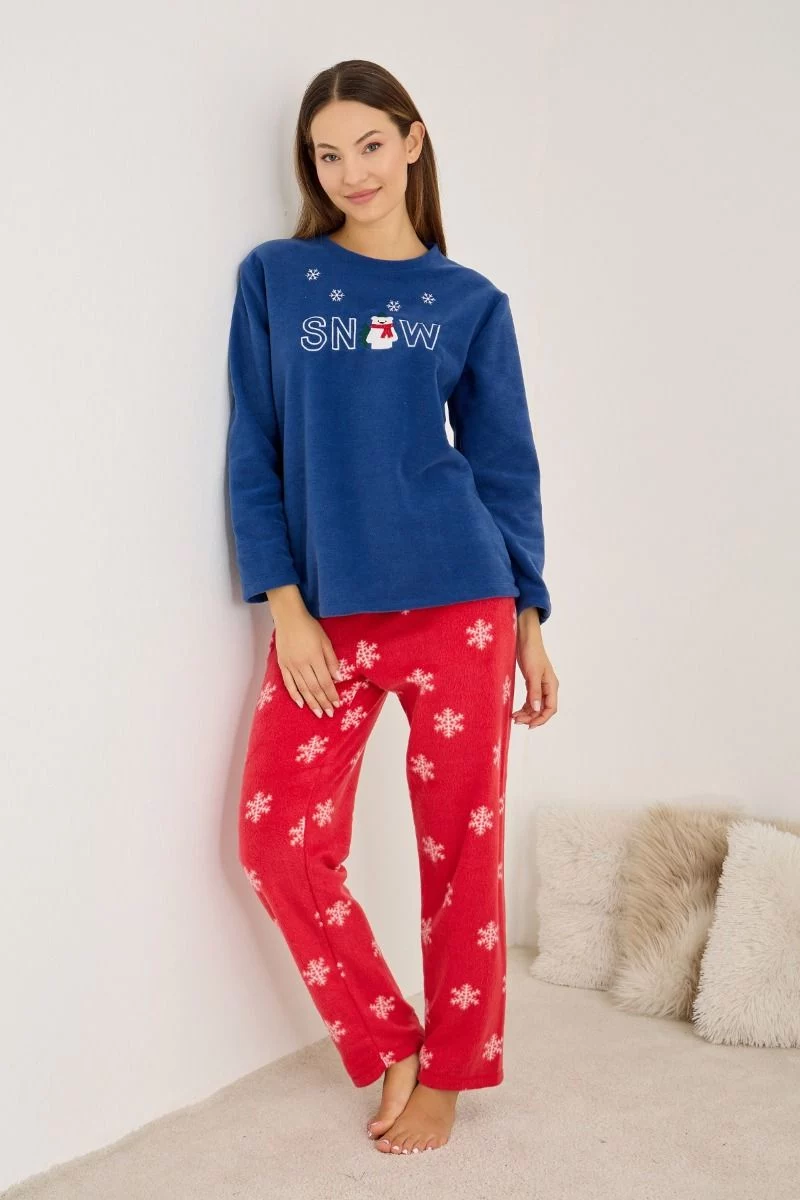 Γυναικεία Πιτζάμα Fleece "Siyah Inci" SNOW BEAR