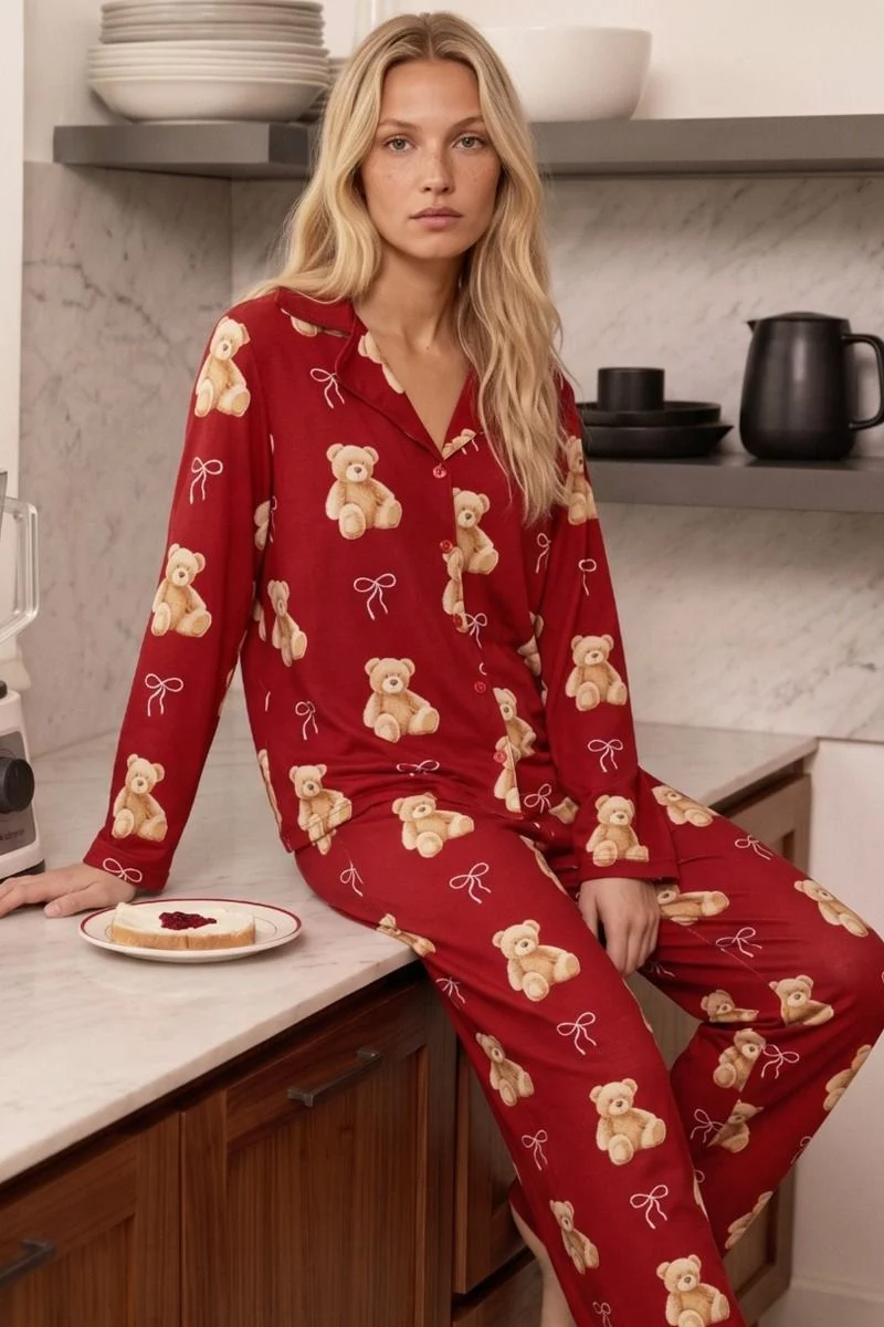 Γυναικεία Πιτζάμα Thermal "siyah inci" SWEET TEDDY