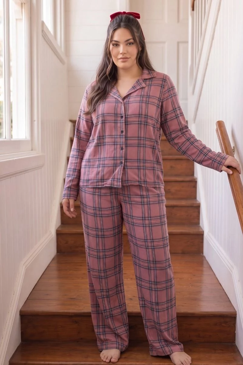 Γυναικεία Πιτζάμα Plus Size Thermal "siyah inci" BELLA