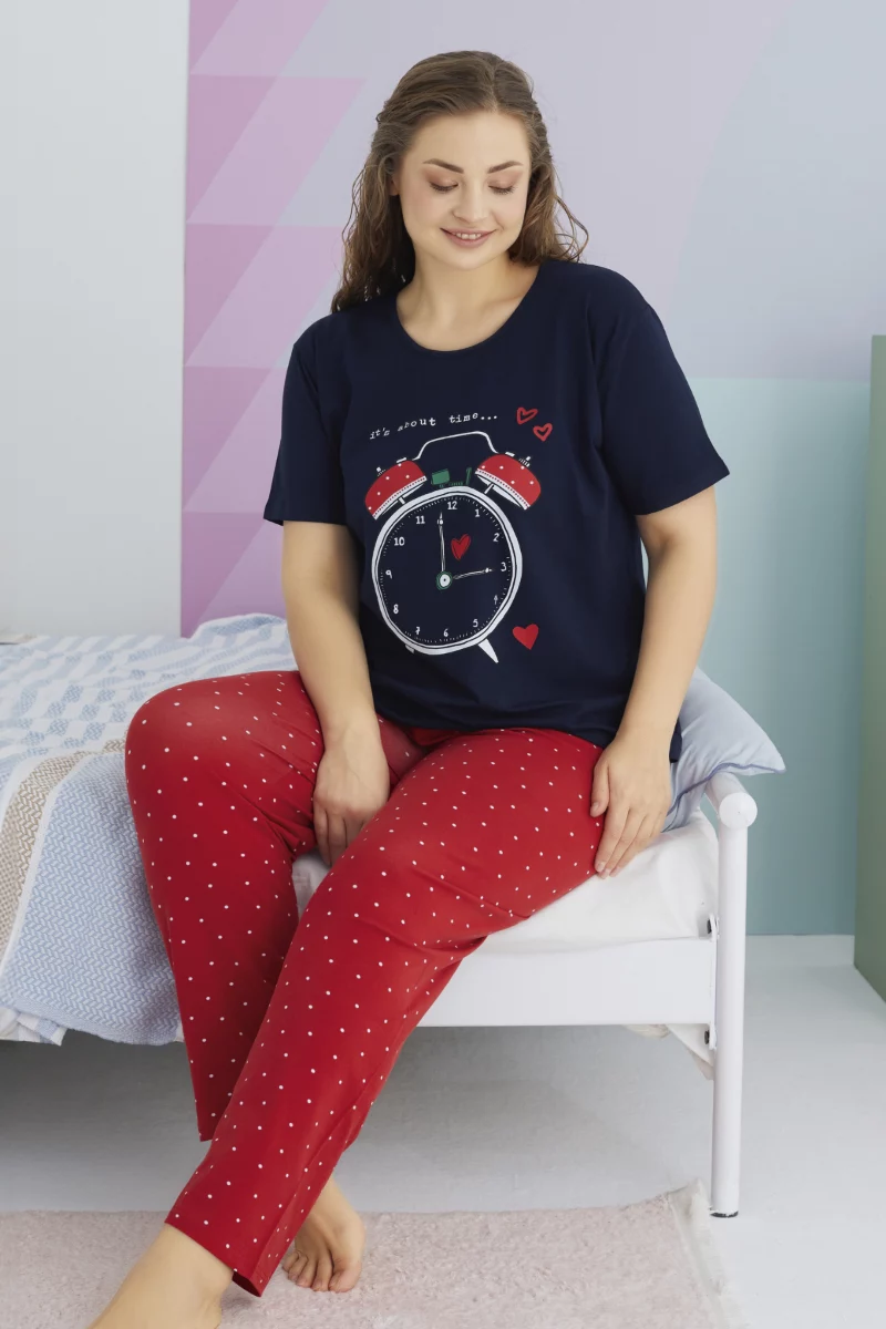 Γυναικεία Καλοκαιρινή Πιτζάμα Plus Size Sexen TIMER Βαμβακερή