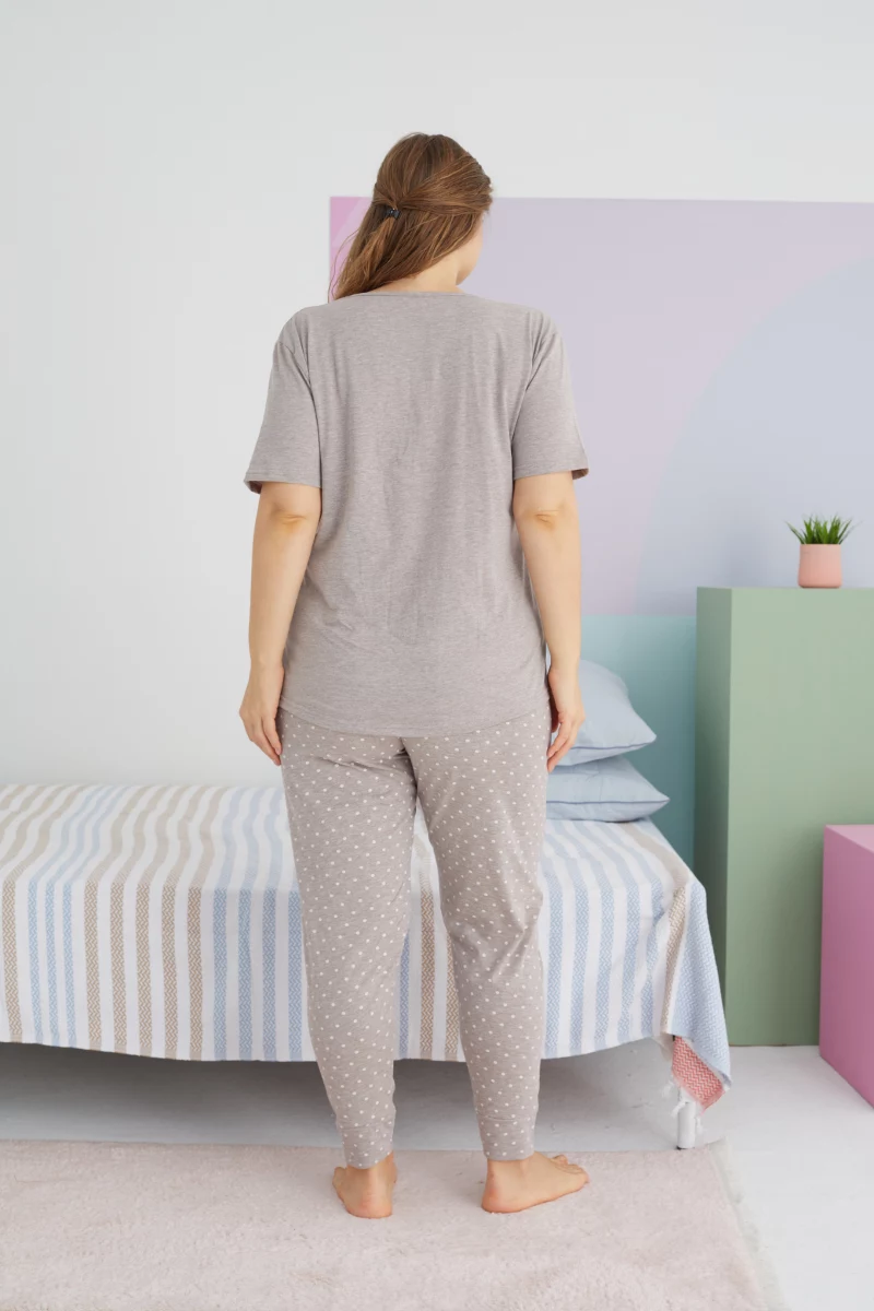 Γυναικεία Καλοκαιρινή Πιτζάμα Plus Size Sexen DOTTED BEAR Βαμβακερή