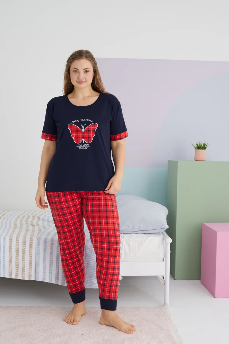 Γυναικεία Καλοκαιρινή Πιτζάμα Plus Size Sexen WINGS Βαμβακερή