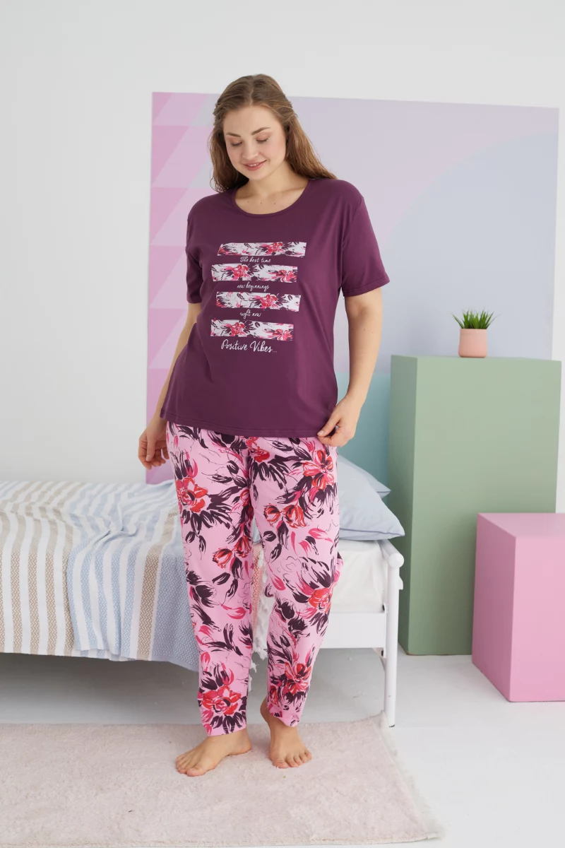 Γυναικεία Καλοκαιρινή Πιτζάμα Plus Size Sexen BEGGININGS Βαμβακερή