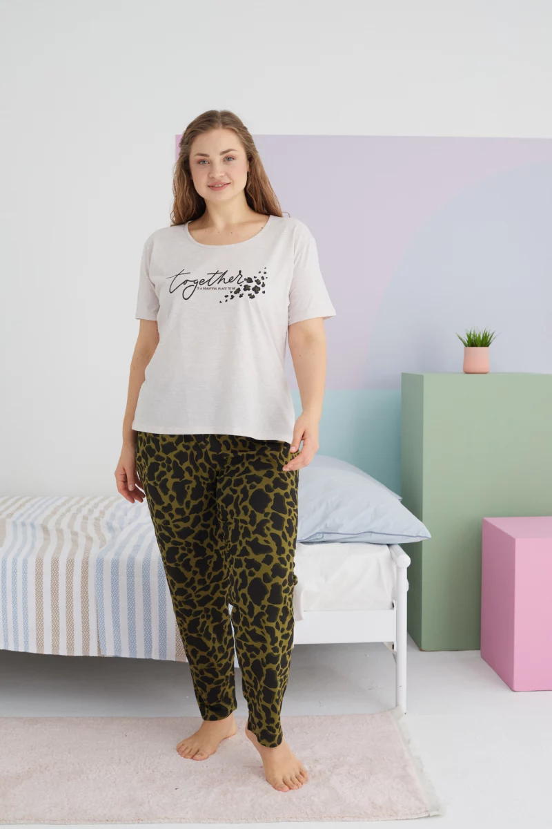 Γυναικεία Καλοκαιρινή Πιτζάμα Plus Size Sexen CLOVER Βαμβακερή