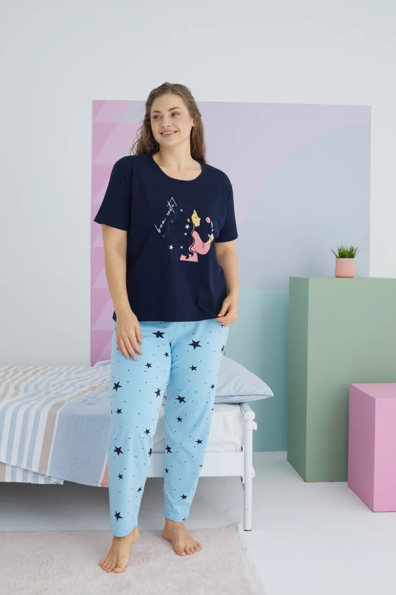 Γυναικεία Καλοκαιρινή Πιτζάμα Plus Size Sexen GRACE Βαμβακερή