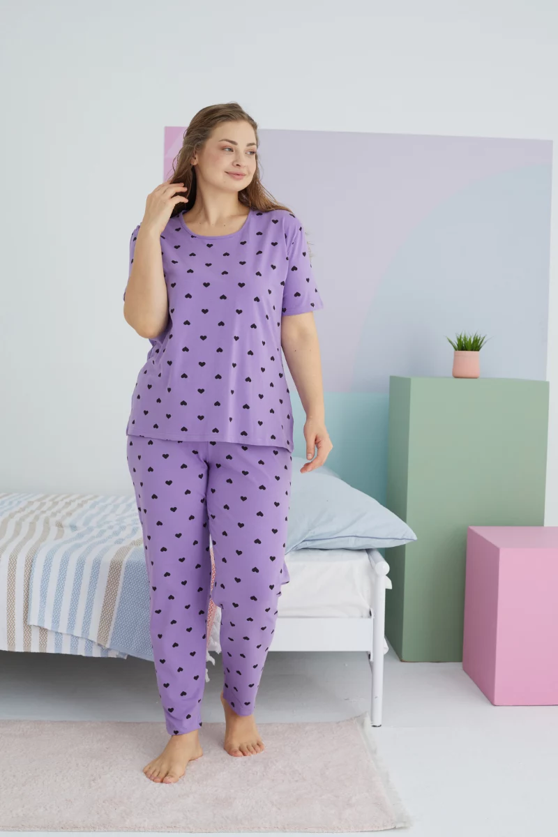 Γυναικεία Καλοκαιρινή Πιτζάμα Plus Size Sexen HEARTFUL Βαμβακερή