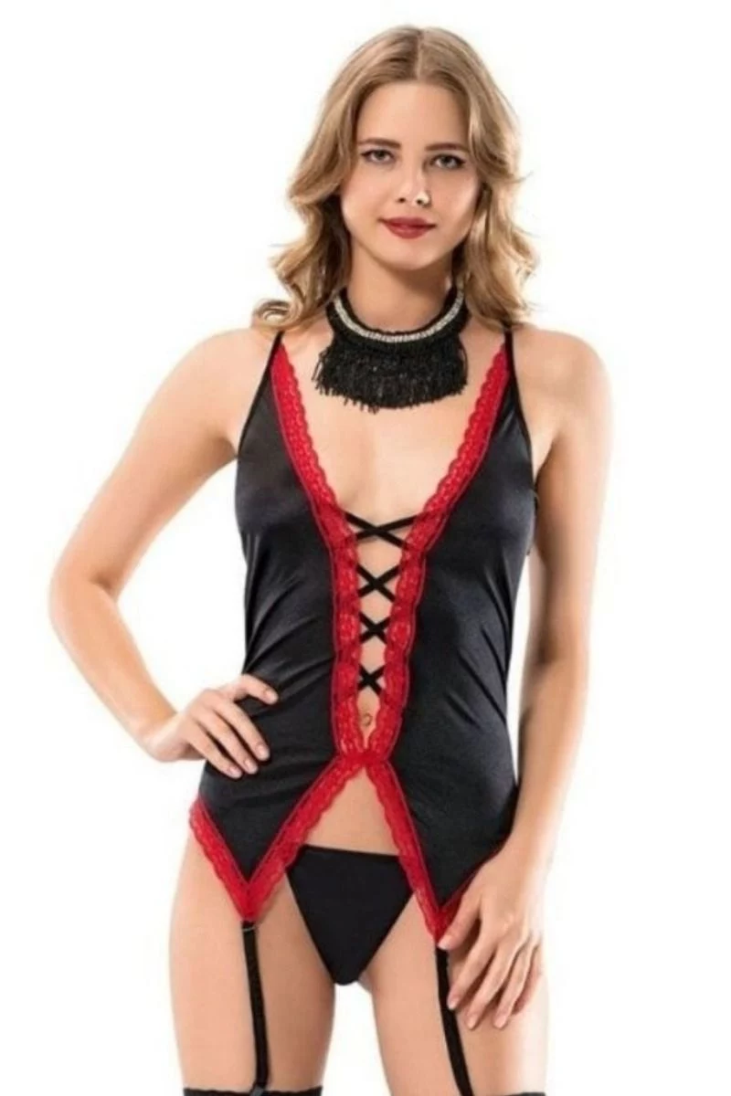 Σετ Baby Doll με String και Ζαρτιέρες Moongirl DEPY