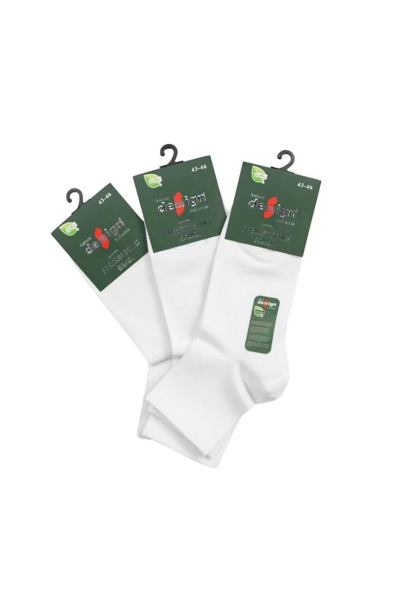Ανδρικές Ημίκοντες Κάλτσες Bamboo Design TOTAL WHITE 3 ζευγάρια