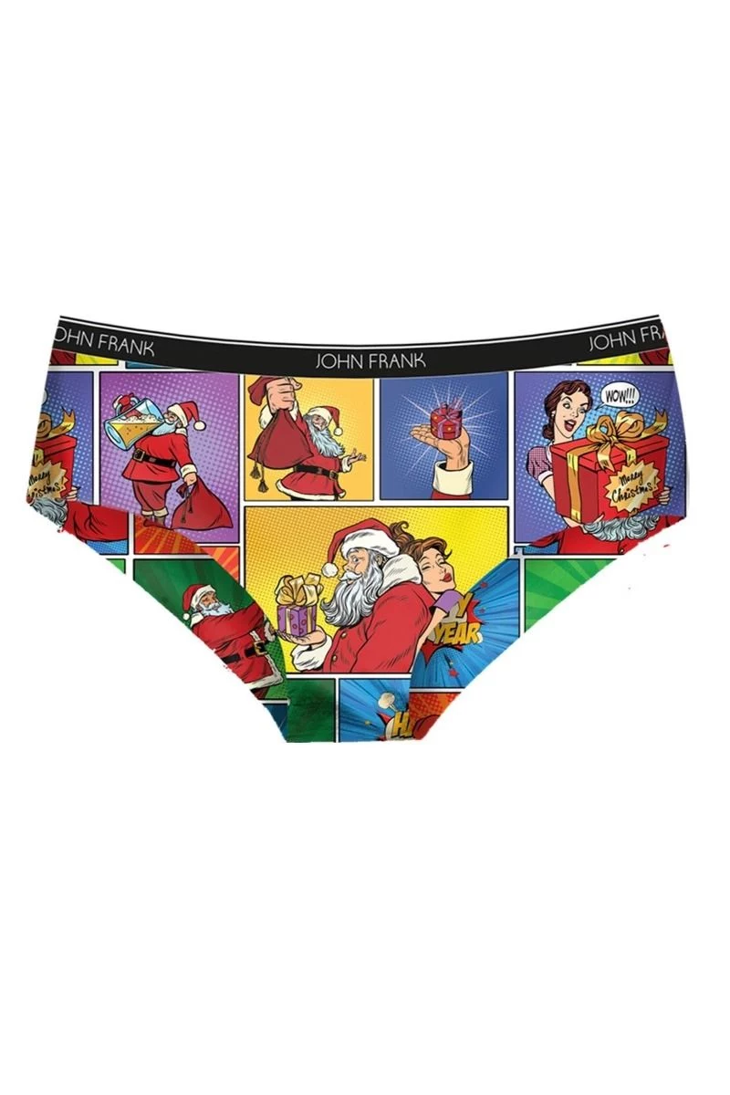 Χριστουγεννιάτικο γυναικείο boxer hipster John Frank NEW YEAR COMICS - Christmas Edition