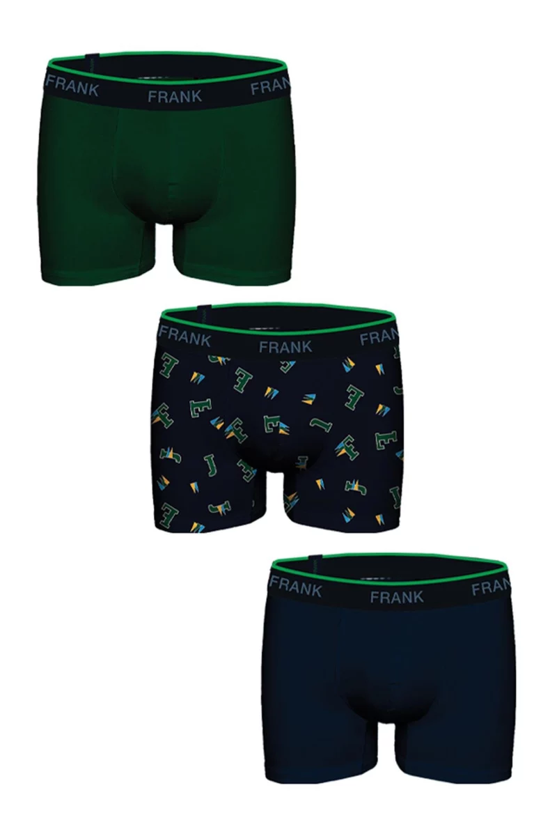Ανδρικά Boxer John Frank Retro Sport GREEN JAY 3 Τεμάχια βαμβακερά
