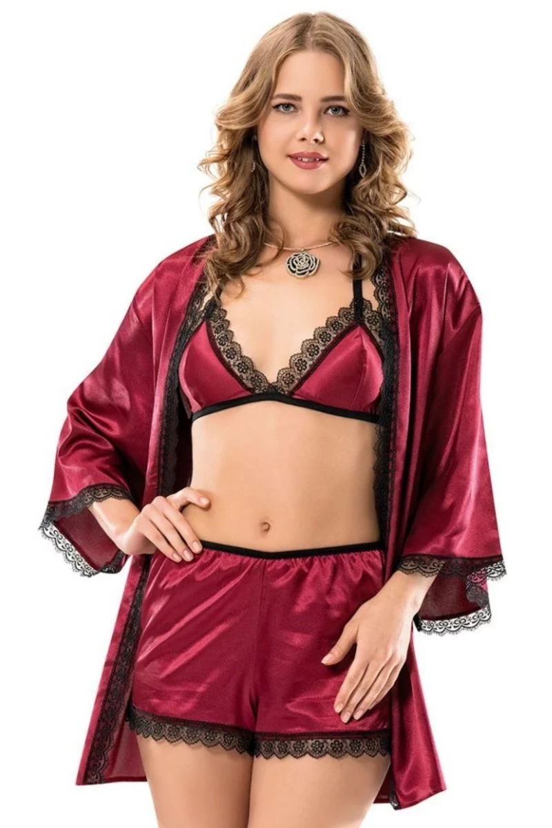 Σετ Πιτζάμα Bralette Με Ρόμπα Moongirl DORRIE με δαντελα 