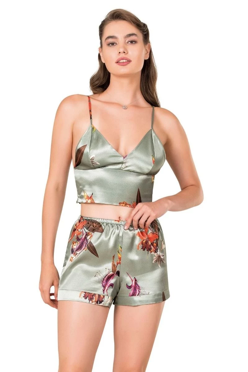 Γυναικεία πιτζάμα με bralette Σατέν ISLA φλοραλ τιραντακι