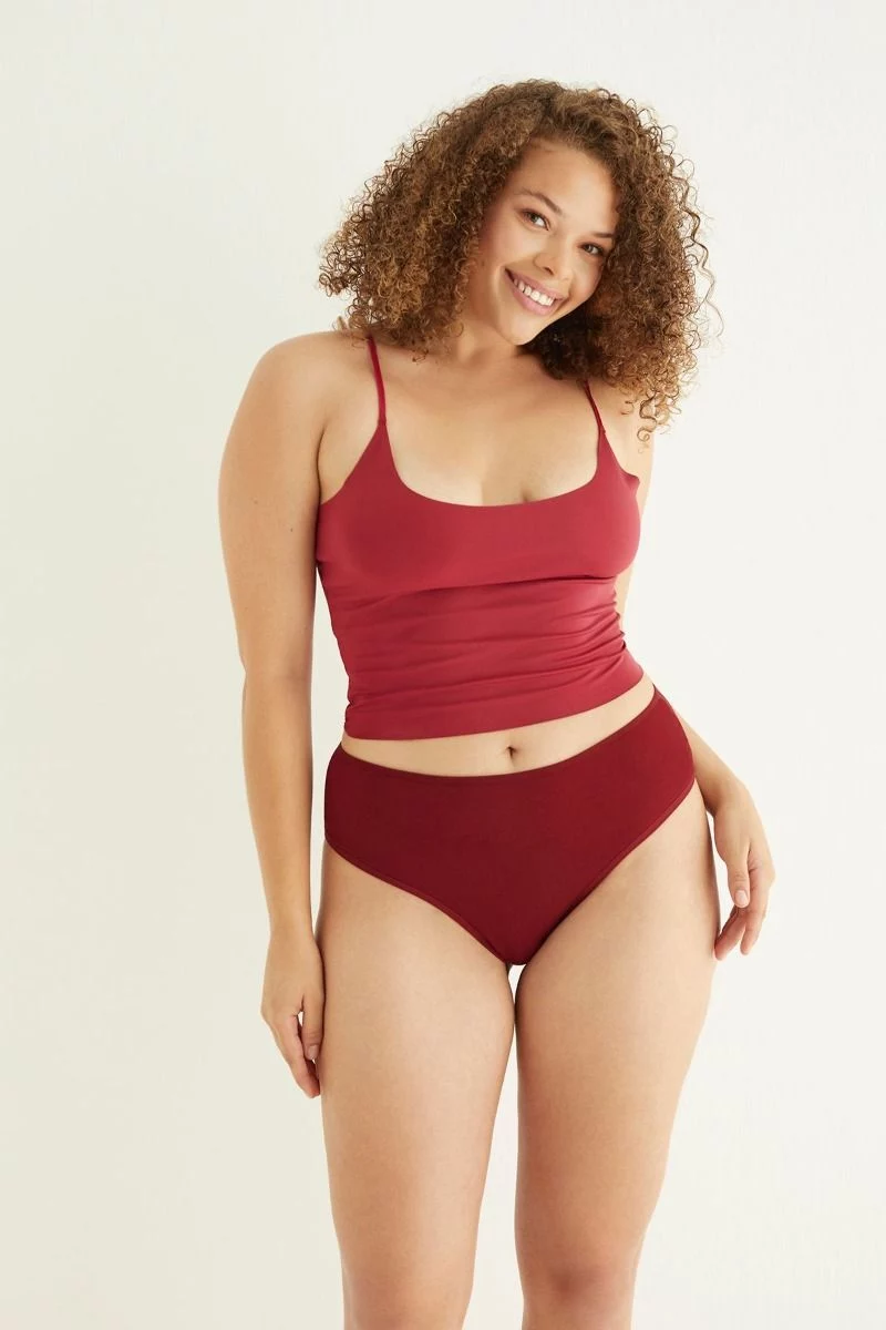 Γυναικείο brazilian εσώρουχο plus size με δαντέλα μπορντό