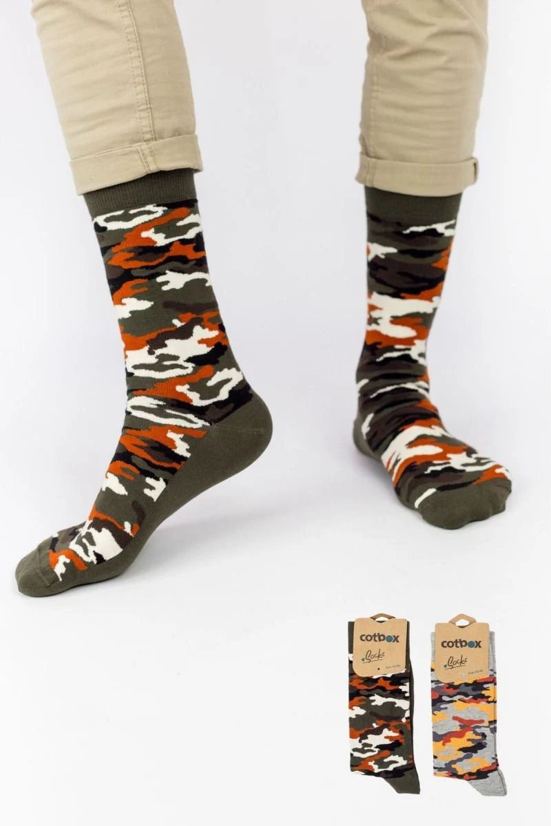 Ανδρικές Casual Κάλτσες Cotbox MILITARY PATTERN 2 τεμάχια