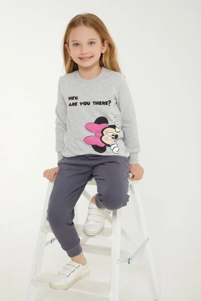 Παιδική χειμωνιάτικη φόρμα κοριτσίστικη  Disney MINNIE γκρι βαμβακερή