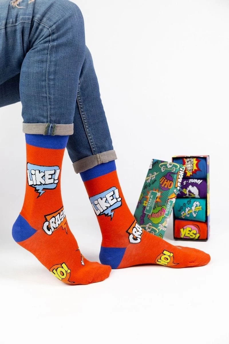 Ανδρικές Fashion Κάλτσες SOMA POP ART IV 4 Ζευγάρια Βαμβακερές