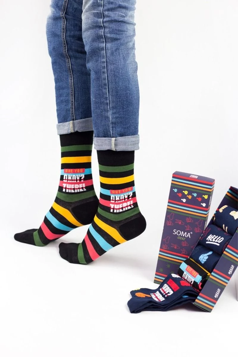 Ανδρικές fashion κάλτσες Soma Socks ARE YOU THERE 5 Ζευγάρια