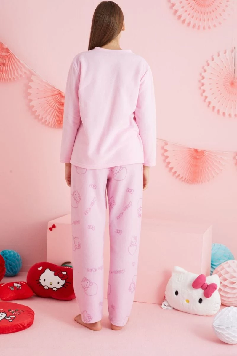 Γυναικεία Πιτζάμα φλις ροζ χρώμα hello kitty σχέδιο
