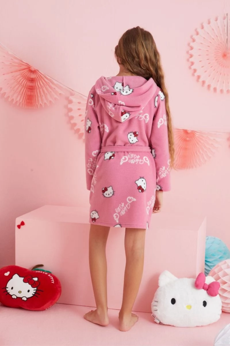 Κοριτσίστικη Ρόμπα φλις  φούξια HELLO KITTY με κουκούλα