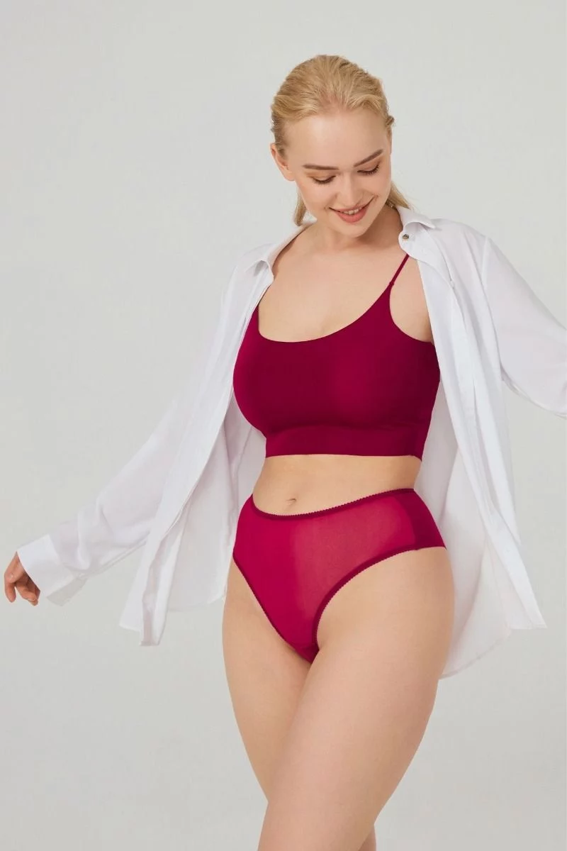 Γυναικείο Laser Cut Brazilian - Plus Size CottonHill NIA BORDEAUX