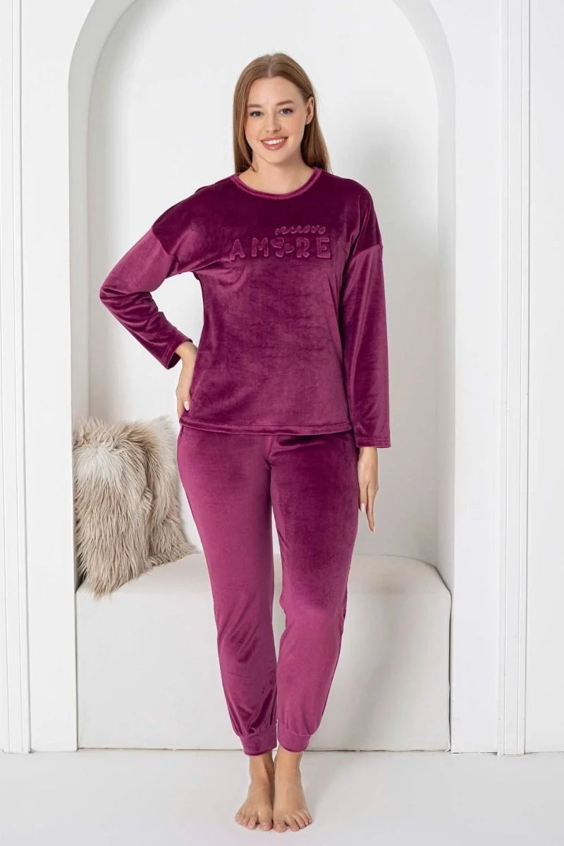  Γυναικεία χειμωνιάτικη πιτζάμα Pijamangel NUOVO AMORE BORDEAUX