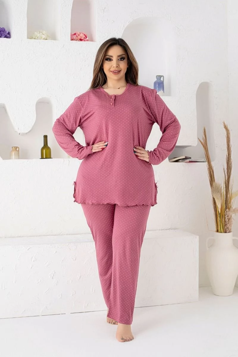 Γυναικεία πιτζάμα Μακρυμάνικη plus size σάπιο μήλο βισκόζη 