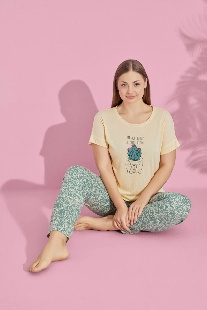 Πιτζάμα Plus Size PijaMood LUCKY CACTUS