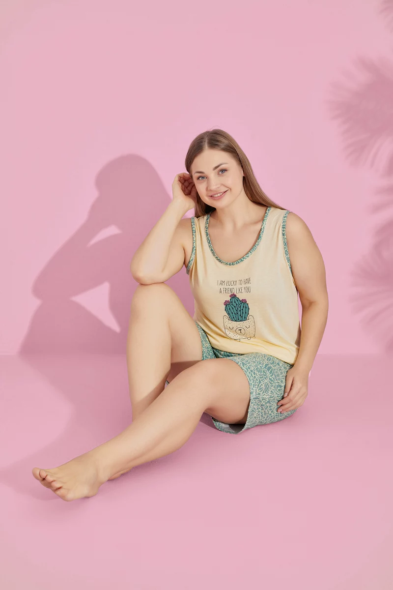 Πιτζάμα Plus Size Σορτσάκι PijaMood LUCKY CACTUS II