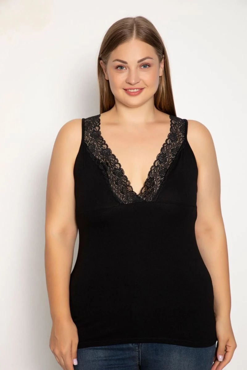 Γυναικείο Φανελάκι Plus Size siyah inci DONNA