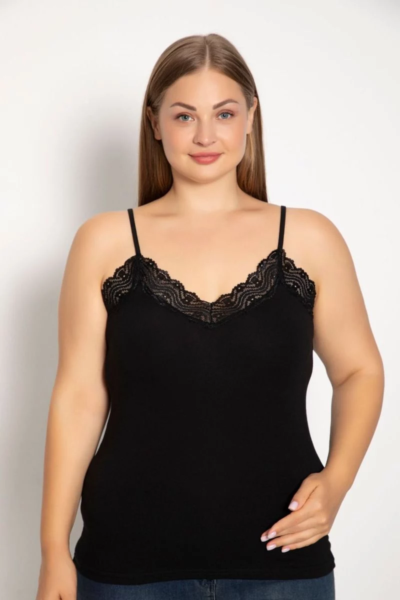 Γυναικείο Φανελάκι Plus Size siyah inci PAMELA