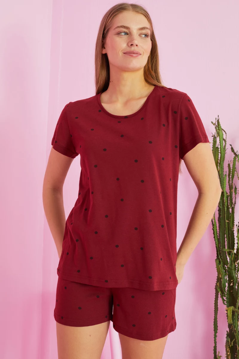 Πιτζάμα siyah inci BORDEAUX DOTS