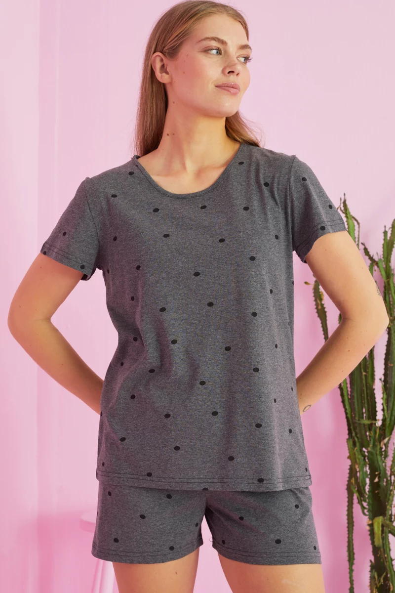Πιτζάμα siyah inci GREY DOTS