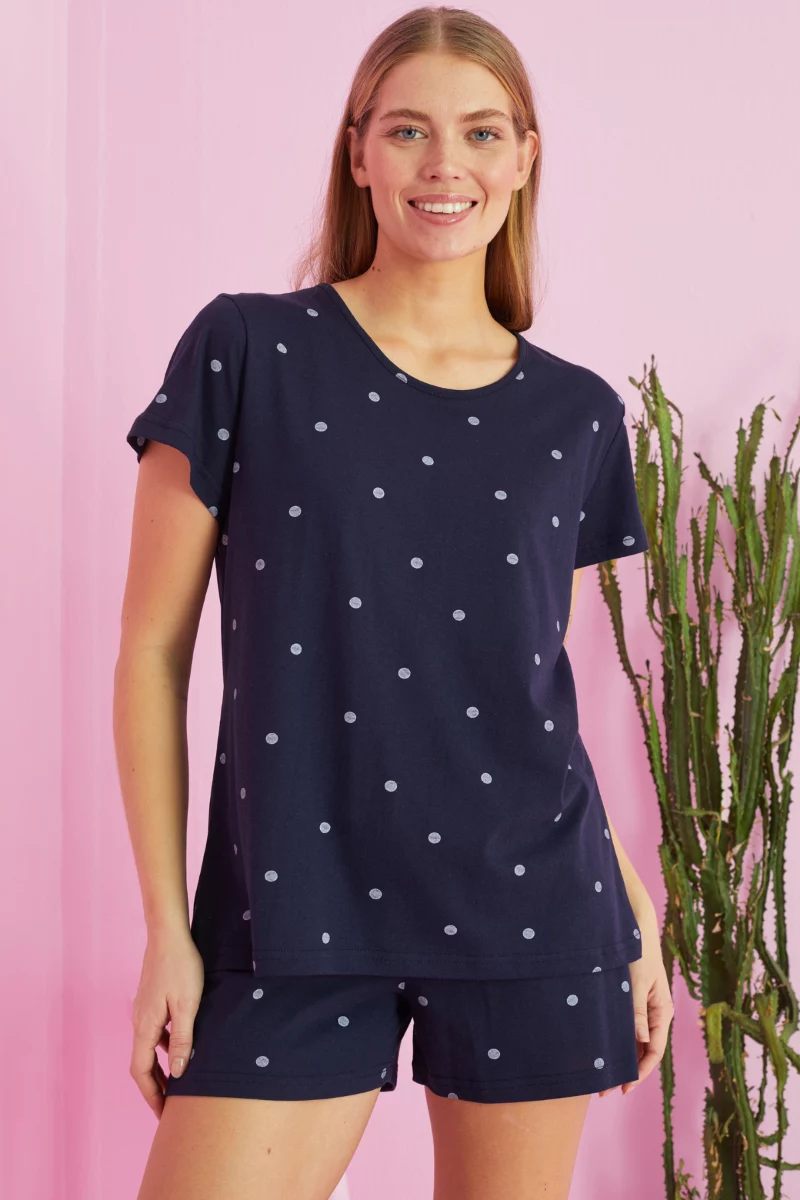Πιτζάμα siyah inci NAVY DOTS
