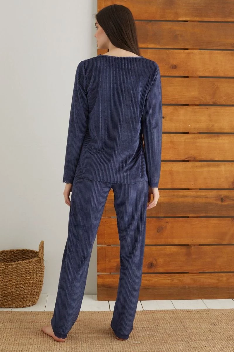 Πιτζάμα Velvet "siyah inci" DARK BLUE