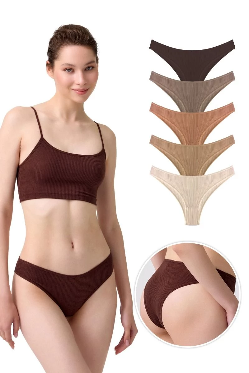 Γυναικεία slip εσώρουχα 5 τεμάχια nude αποχρώσεις ριπ ελαστικά