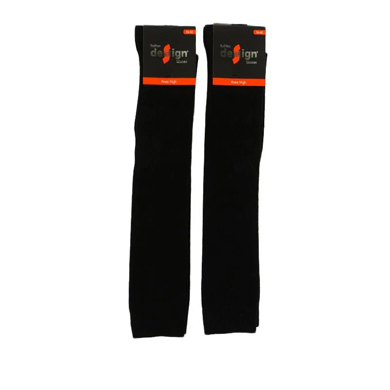 Κάλτσες Knee-High "Design" BLACK 2 ζευγάρια