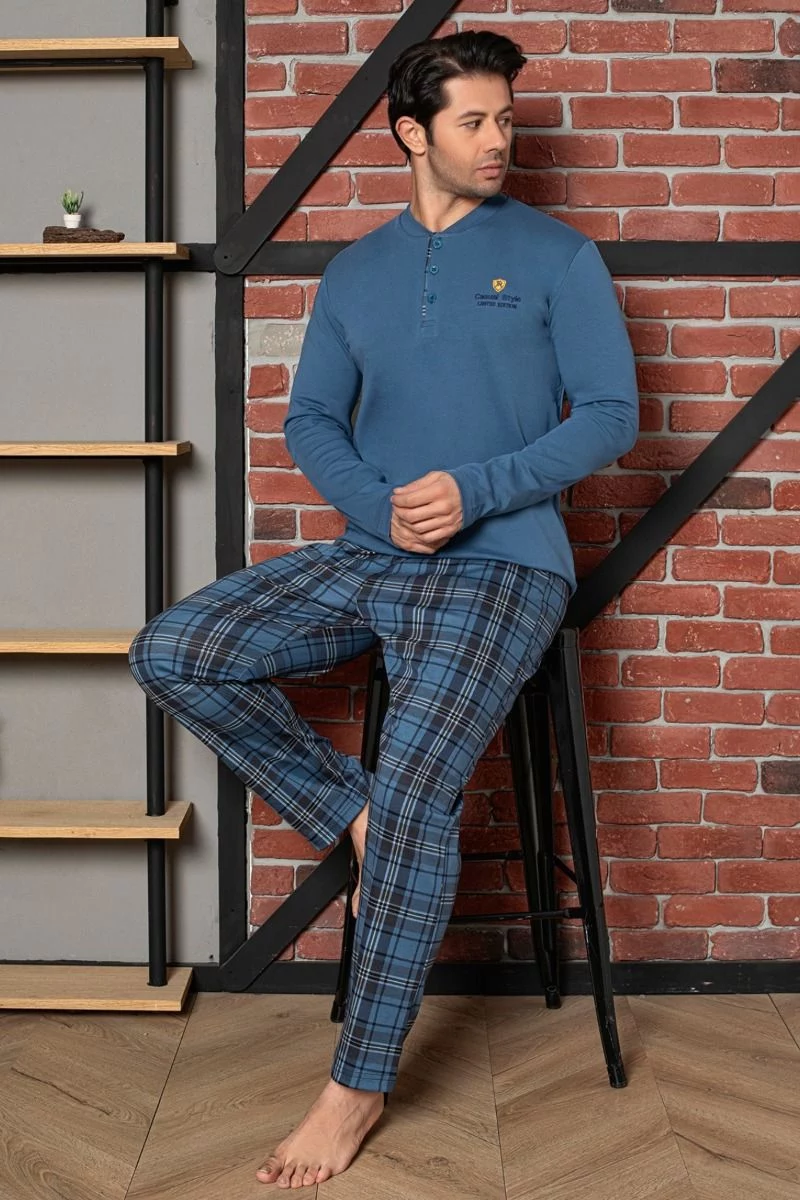 Ανδρική πιτζάμα χειμωνιάτικη σε ραφ χρώμα καρό παντελόνι