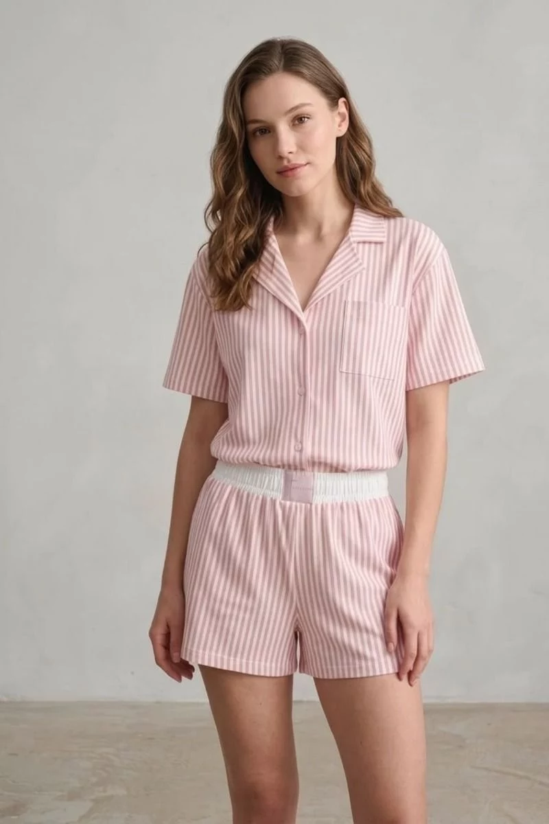 Γυναικεία Πιτζάμα με Σορτσάκι "Ipektenim" STRIPES PINK