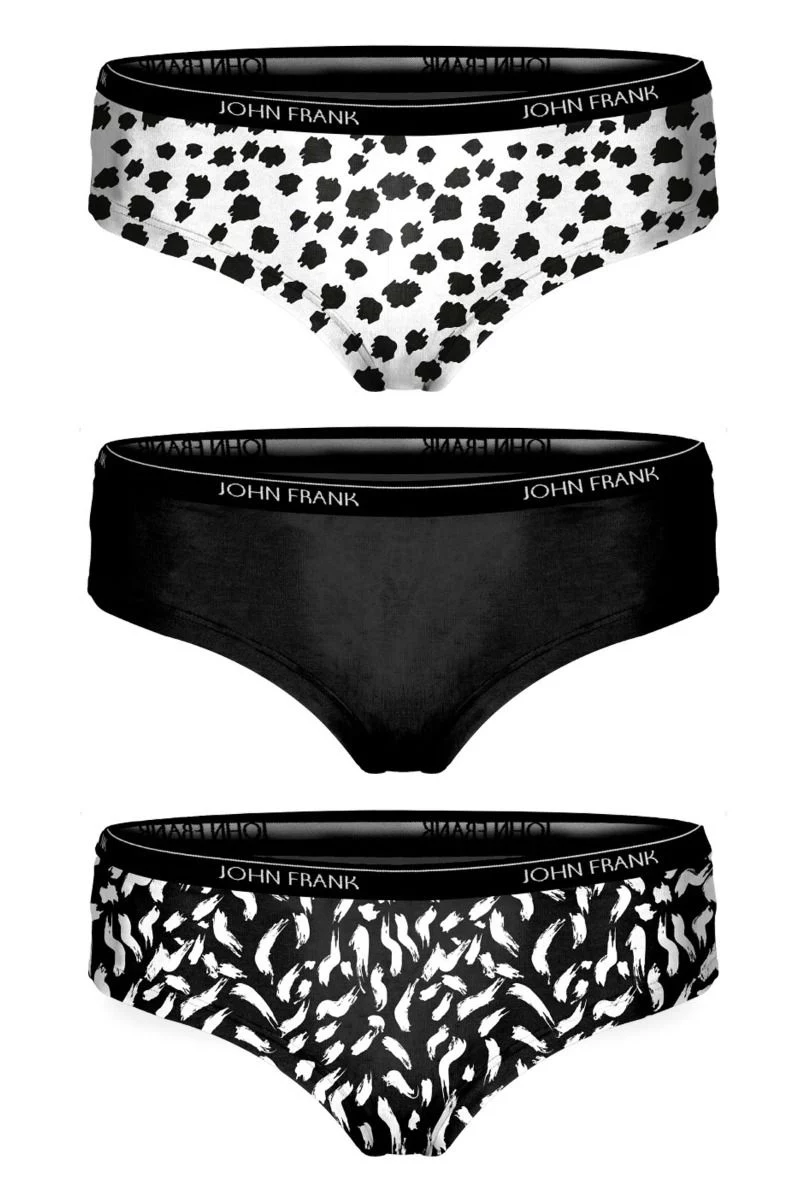 Γυναικεία Hipster John Frank "BLACK WHITE I" 3 τεμάχια
