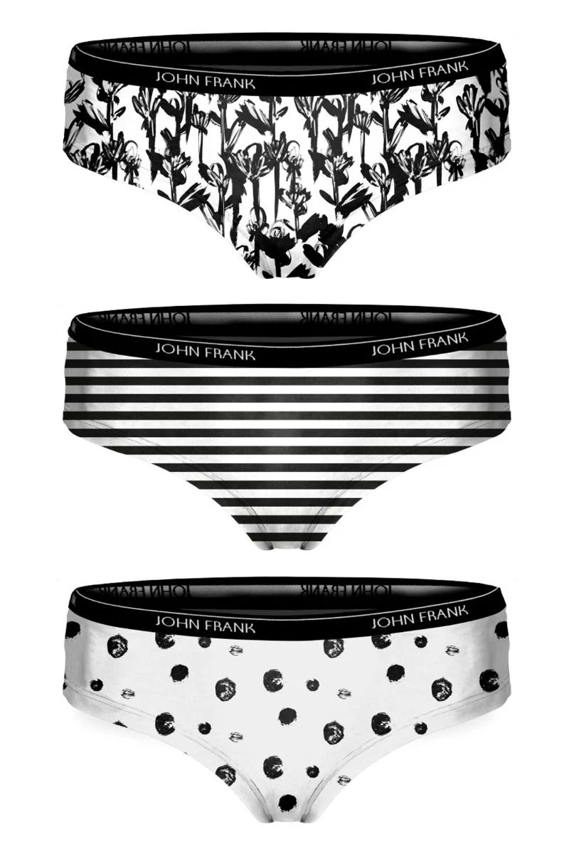 Γυναικεία Hipster John Frank "BLACK WHITE II" 3 τεμάχια