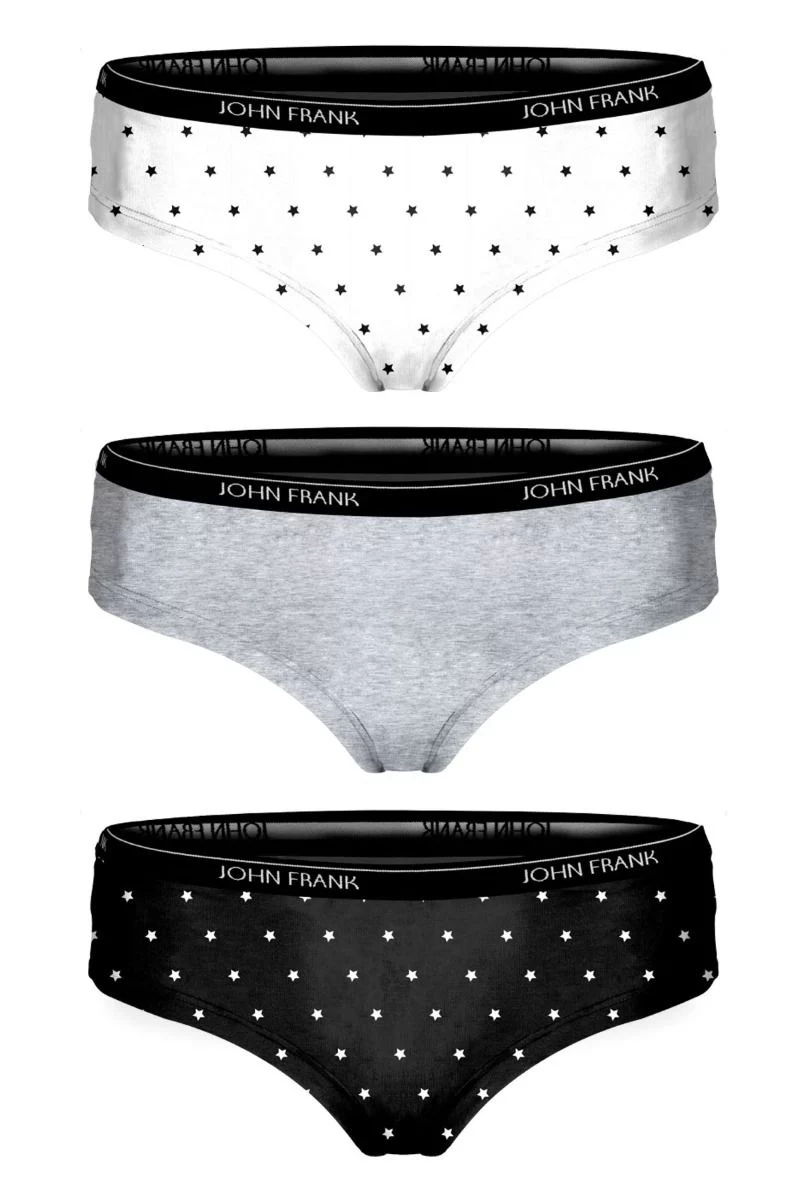 Γυναικεία Hipster John Frank "BLACK WHITE V" 3 τεμάχια