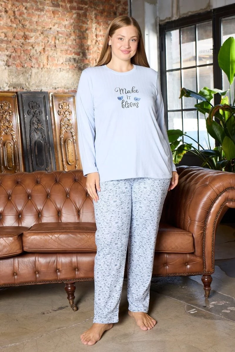 Πιτζάμα Plus Size "Modalove" MAKE IT BLOOM