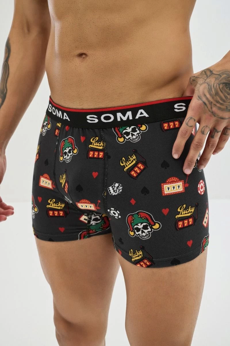 Ανδρικό εσώρουχο Boxer "SOMA" βαμβακερό γκρι με ζάρια 