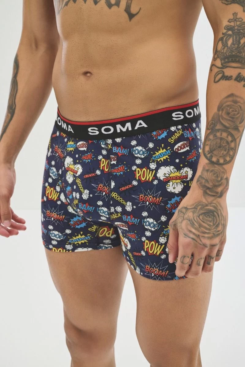 Ανδρικό εσώρουχο Boxer "SOMA" βαμβακερό μπλε με πολύχρωμα σχέδια