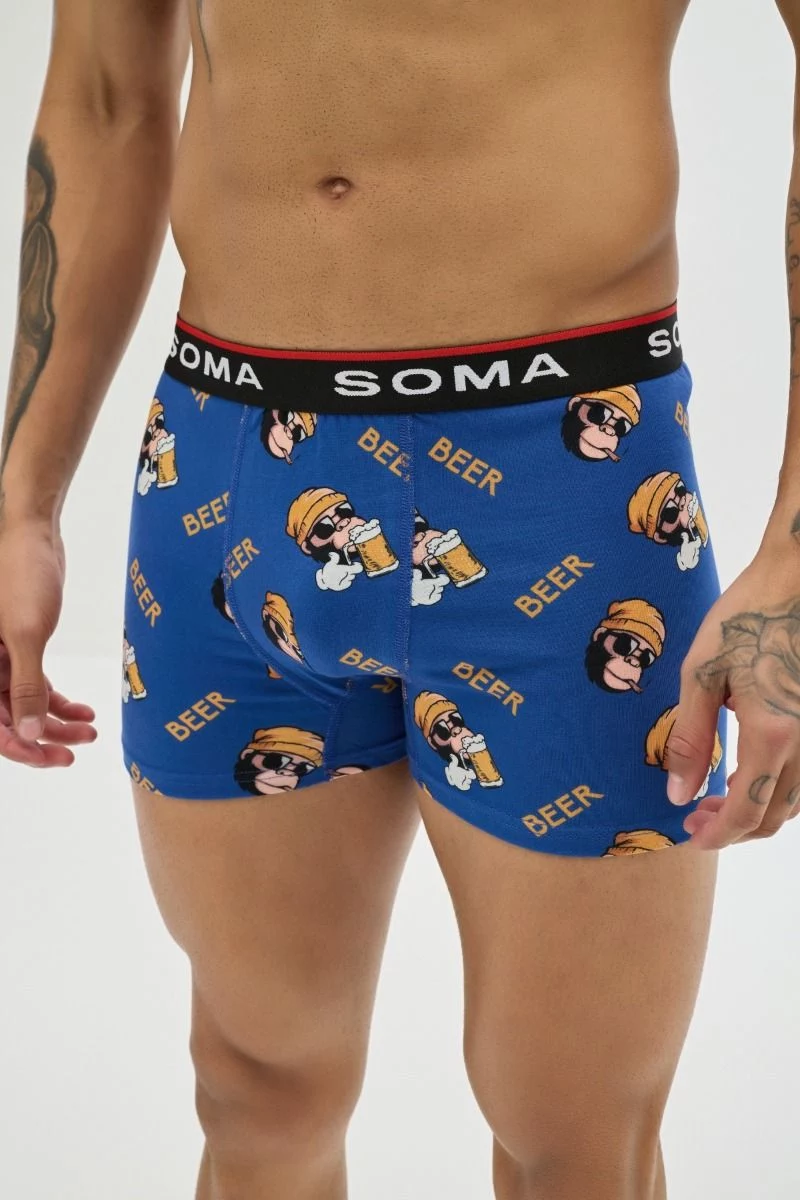 Ανδρικό εσώρουχο Boxer "SOMA" βαμβακερό μπλε χρώμα πολύχρωμα σχέδια