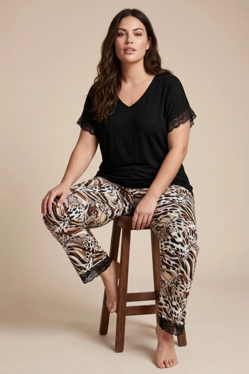 Γυναικεία Πιτζάμα Plus Size "Siyah Inci" VERA