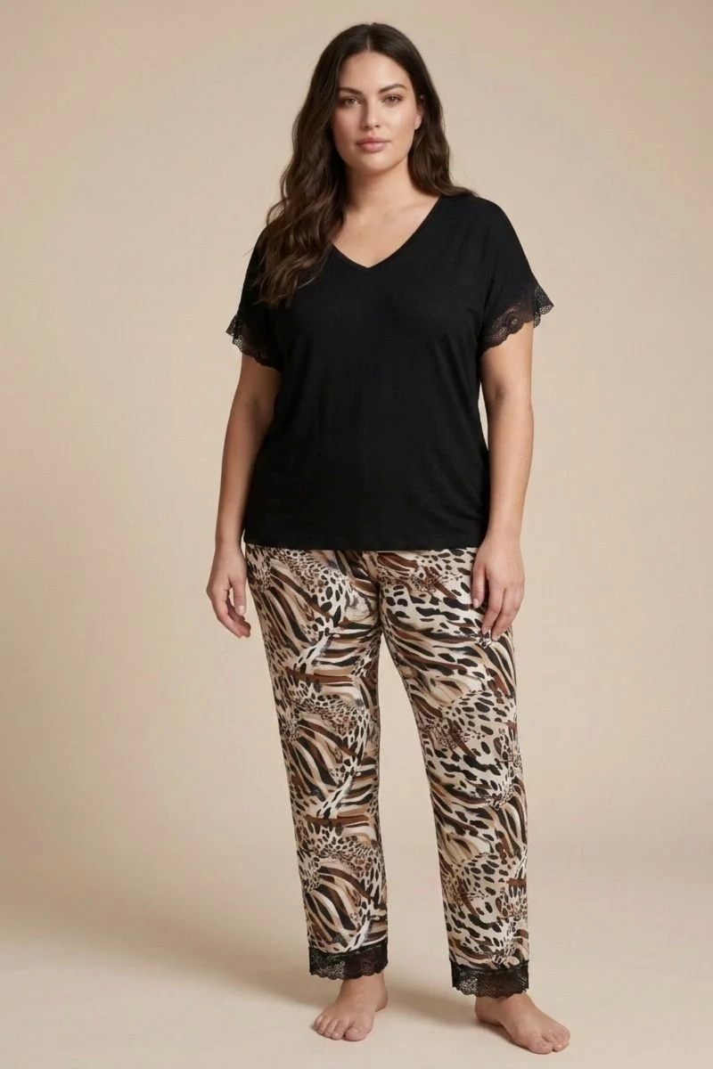 Γυναικεία Πιτζάμα Plus Size "Siyah Inci" VERA